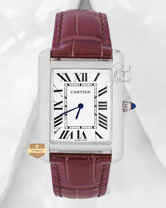 Latest Collection Silver Case With White Dial & Brown Leather Strap Watch