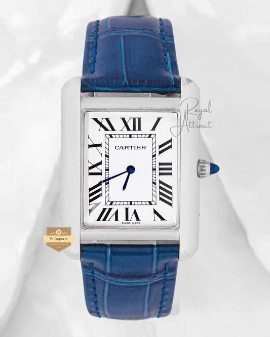 Latest Collection Silver Case With White Dial & Blue Leather Strap Watch