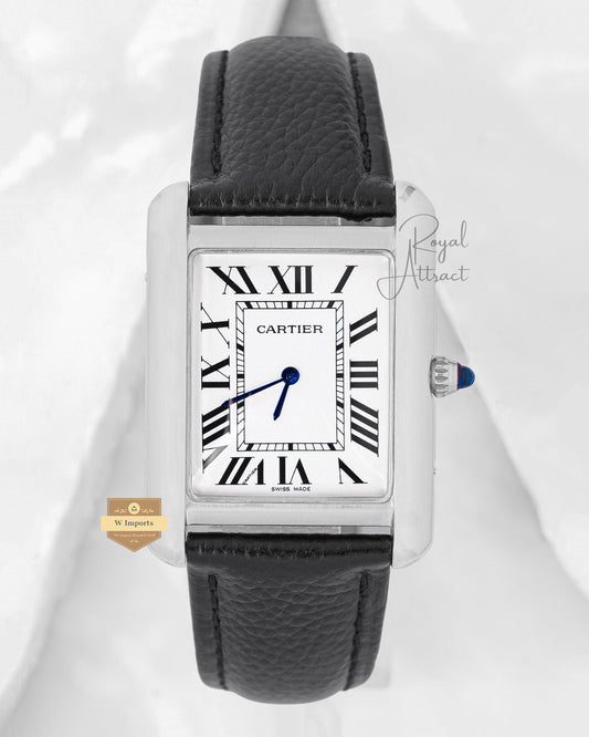 Latest Collection Silver Case With White Dial & Black Leather Strap Watch