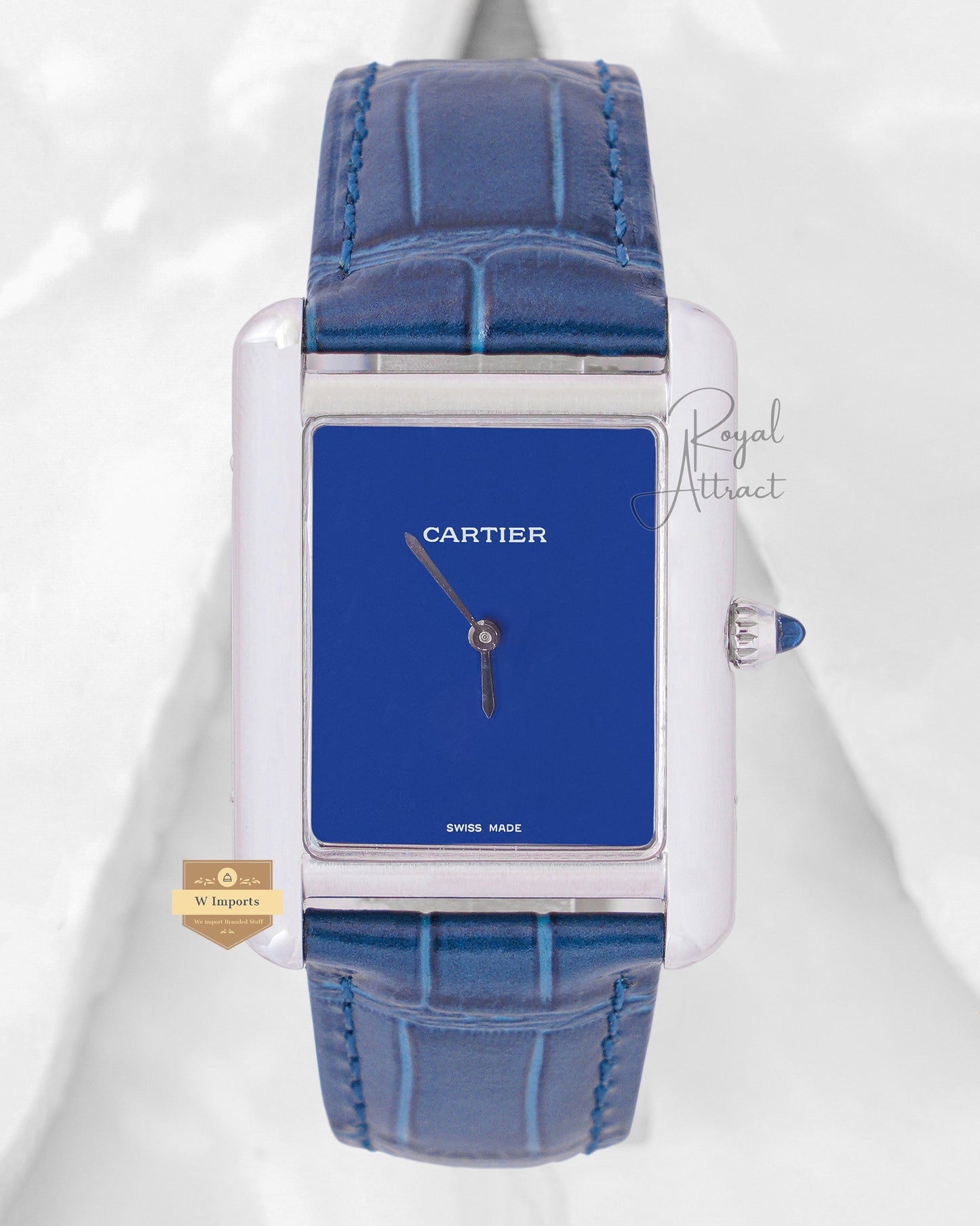 Latest Collection Silver Case With Blue Dial & Leather Strap Watch