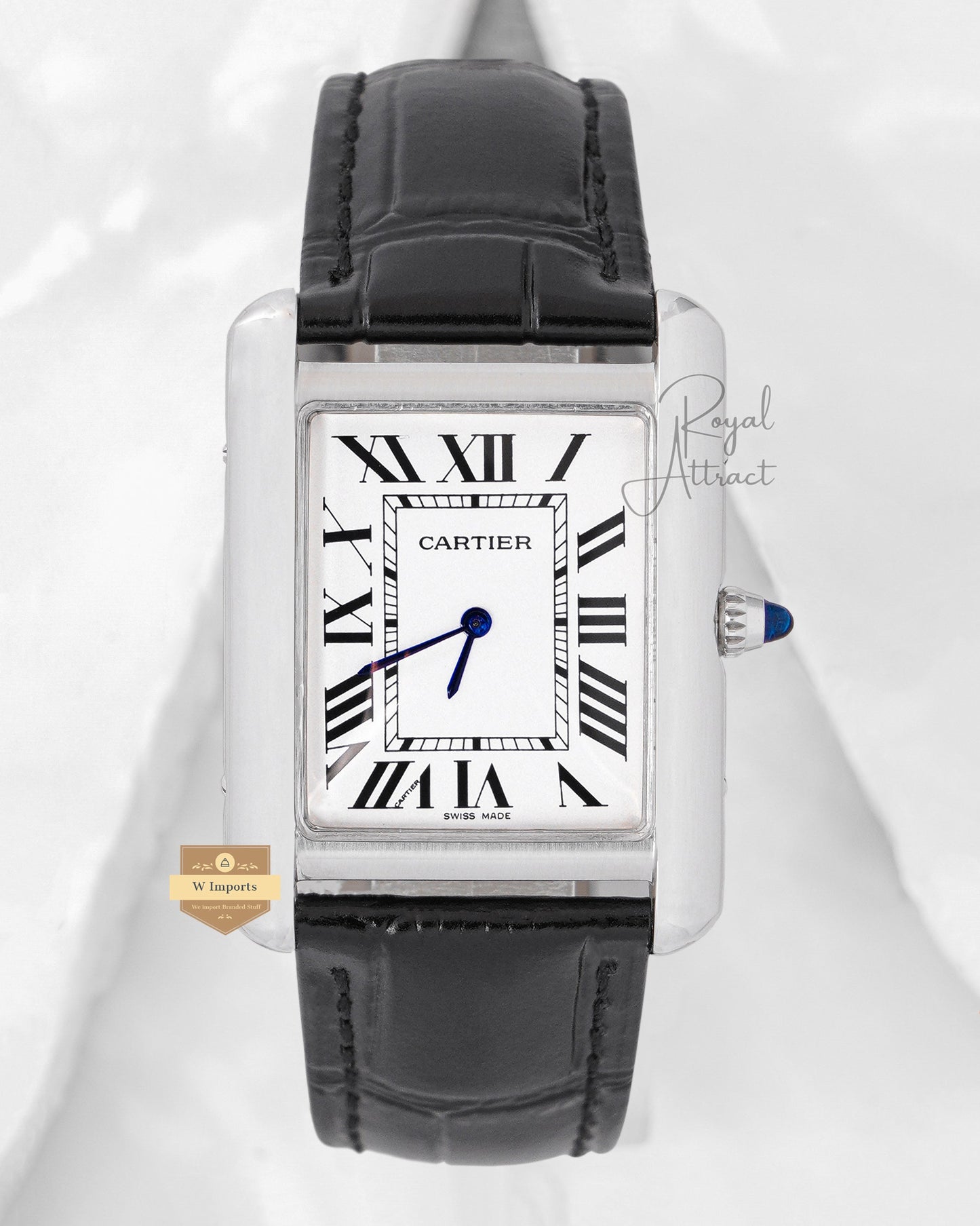Latest Collection Silver Case With White Dial & Black Leather Strap Watch