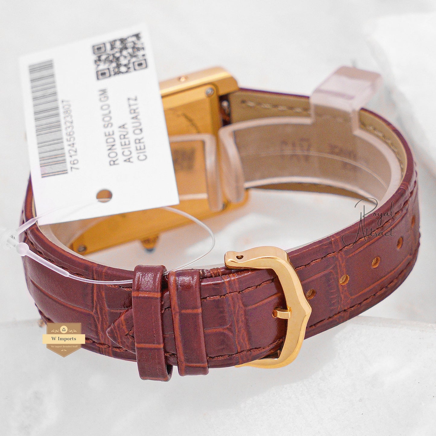 Latest Collection Yellow Gold Case With White Dial & Brown Leather Strap Watch