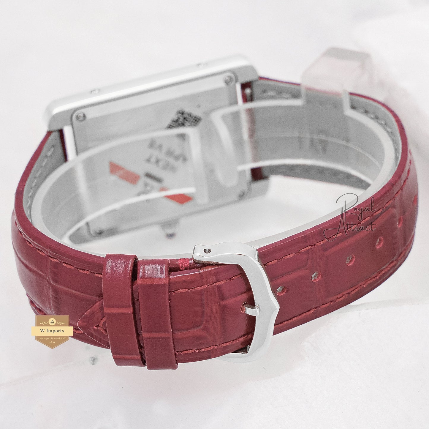 Latest Collection Silver Case With Maroon Dial & Leather Strap Watch