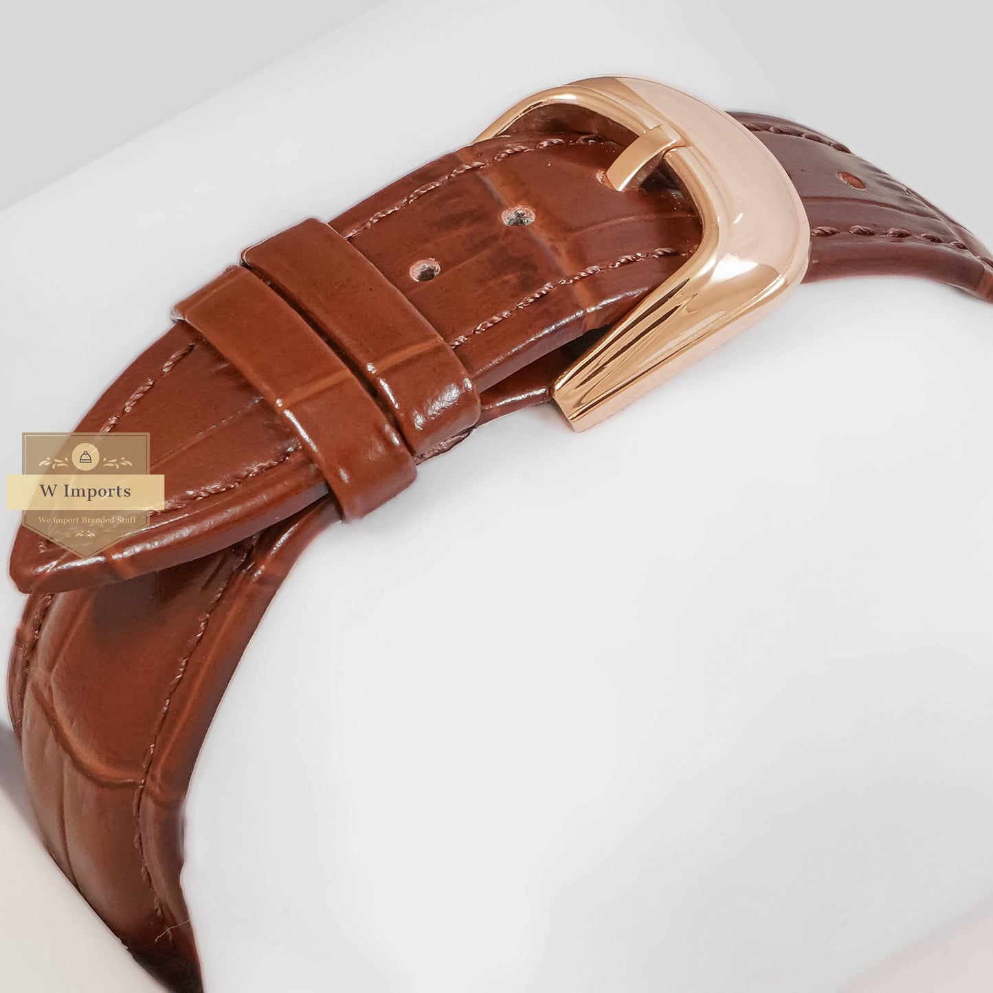 LATEST COLLECTION ROSE GOLD CASE WITH WHITE DIAL AND LEATHER STRAP