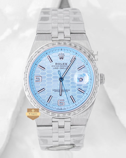 Latest Collection Ld 40 Silver With Tiffany Blue Dial Stone Bezel Automatic Watch Oz Made