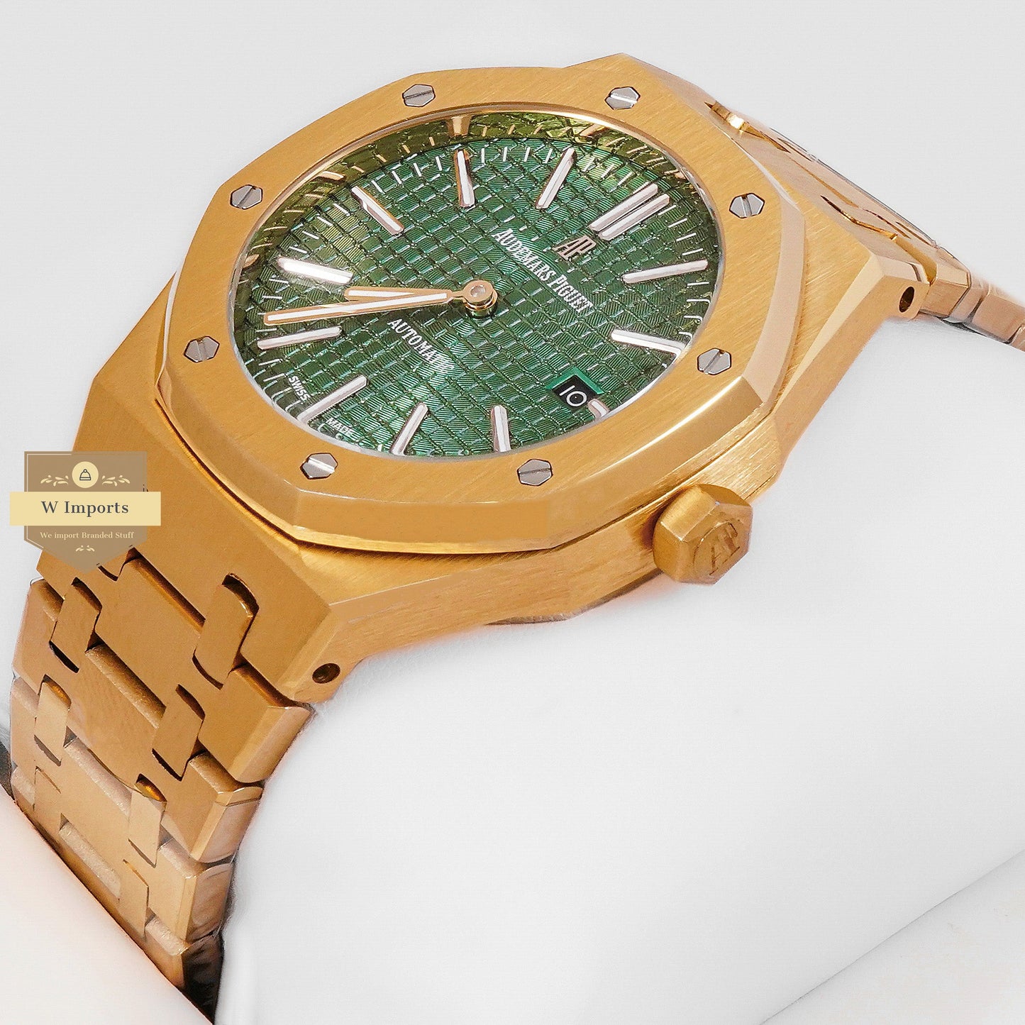 LATEST COLLECTION YELLOW GOLD WITH GREEN DIAL CHAIN WATCH