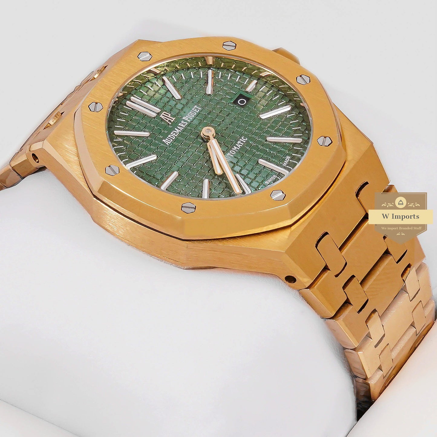 LATEST COLLECTION YELLOW GOLD WITH GREEN DIAL CHAIN WATCH