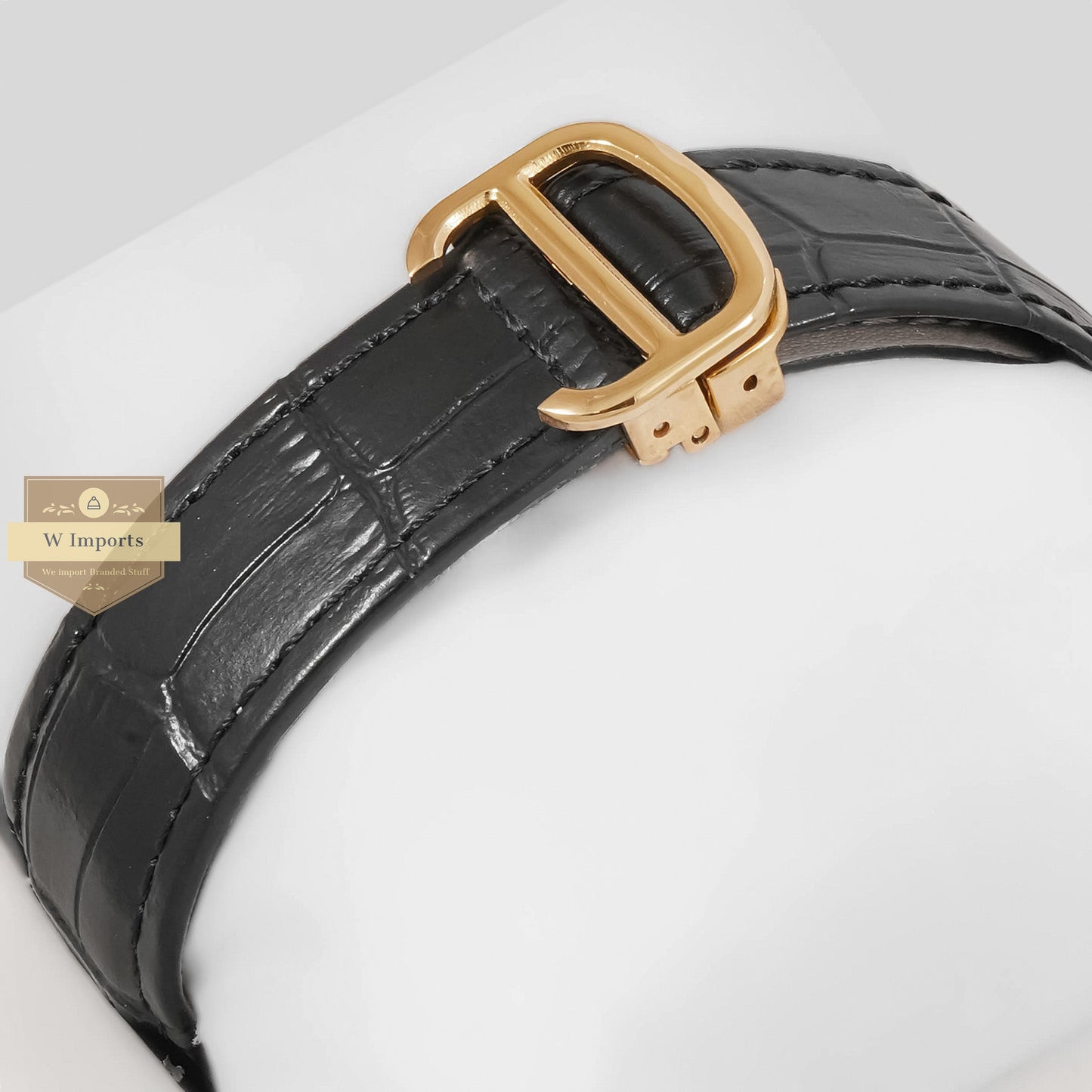 LATEST COLLECTION TOURBILLON MOON PHASE YELLOW GOLD CASE WITH WHITE SKELETON DIAL & BLACK LEATHER STRAP