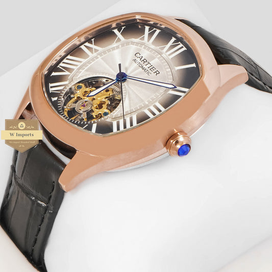 LATEST COLLECTION TOURBILLON ROSE GOLD CASE WITH BROWN DIAL & LEATHER STRAP