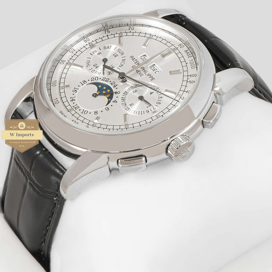 LATEST COLLECTION CHRONOGRAPH SILVER CASE WITH DIAL & BLACK LEATHER STRAP