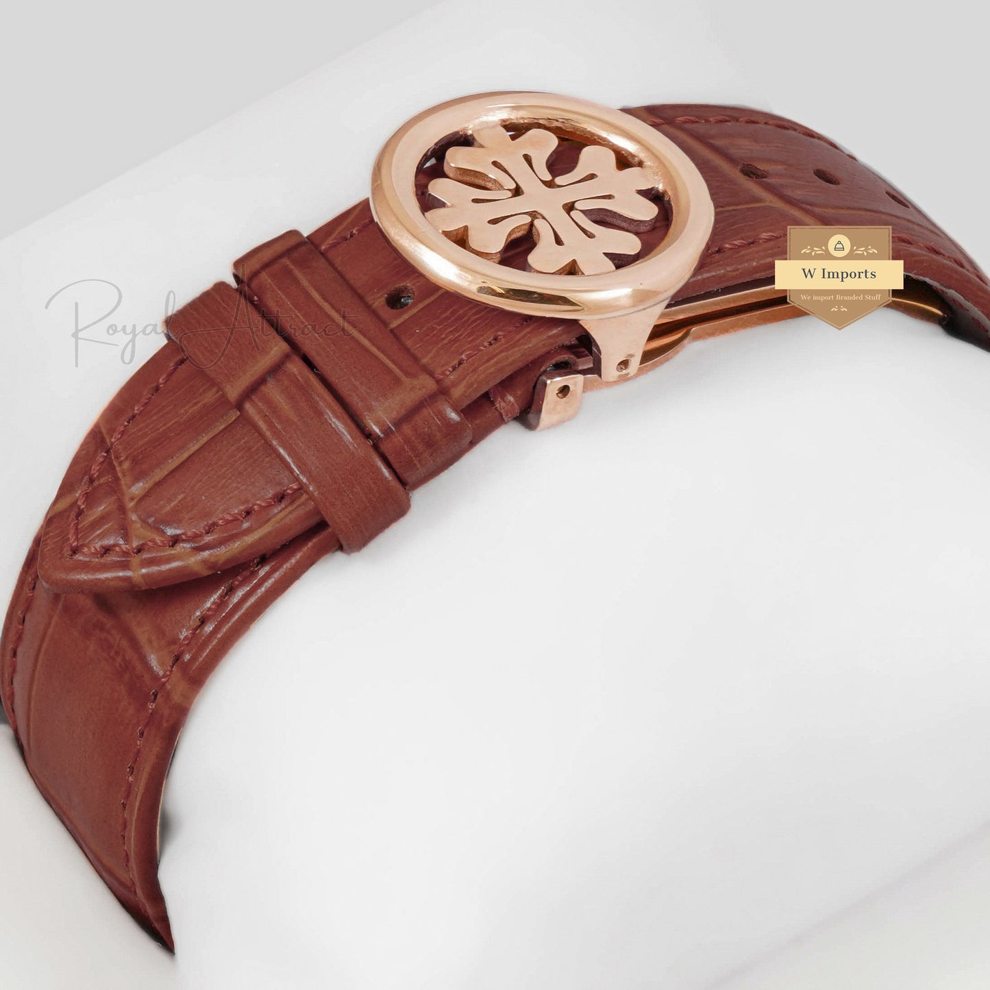 LATEST COLLECTION MOON PHASE ROSE GOLD CASE WITH SILVER DIAL & BROWN LEATHER STRAP