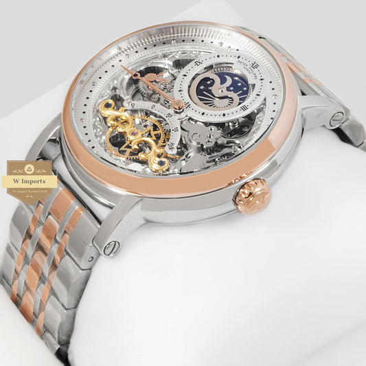 LATEST COLLECTION TOURBILLON TWO TONE ROSE GOLD WITH WHITE SKELETON DIAL