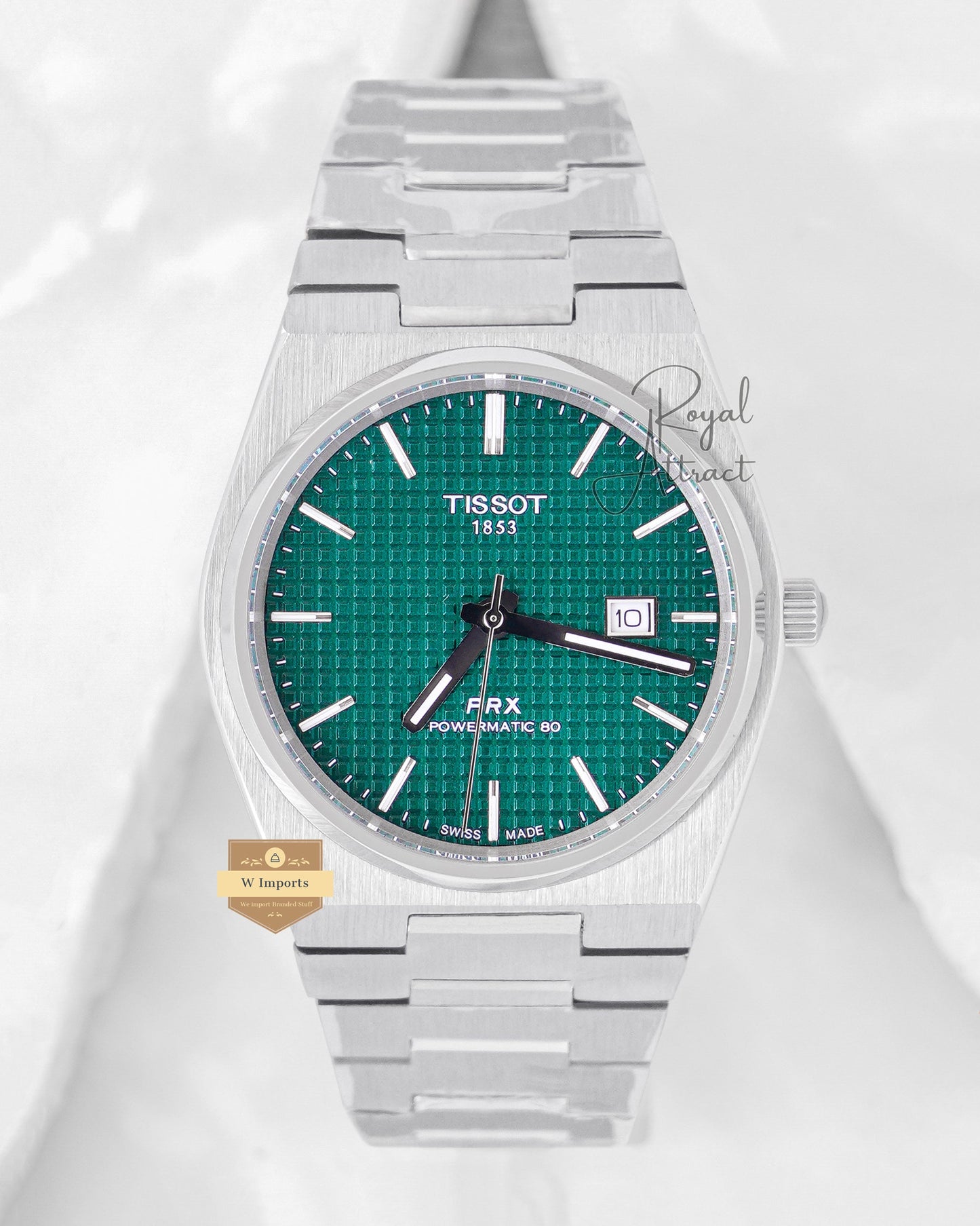 Latest Collection Premium Prx Silver With Green Texture Dial Stainless Steel Quartz Watch