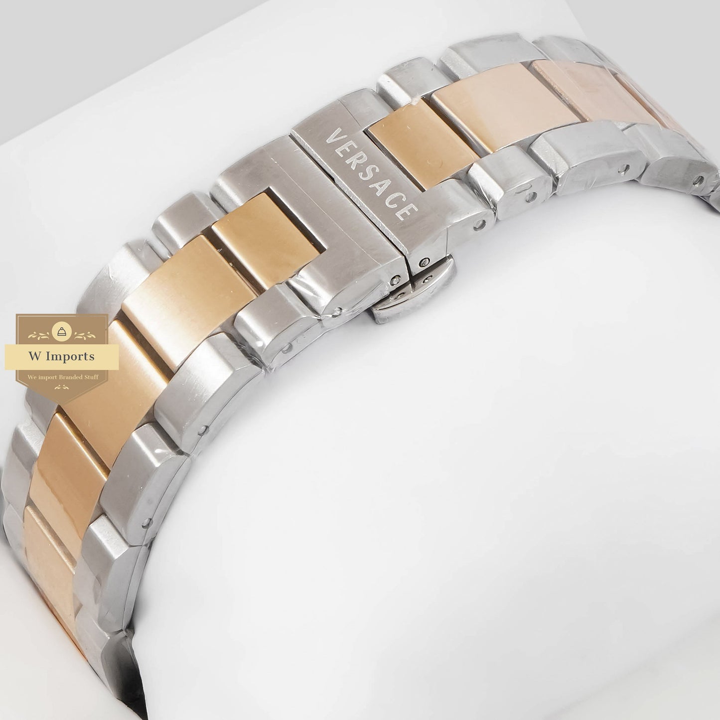 LATEST COLLECTION CHRONOGRAPH TWO TONE YELLOW GOLD WITH BLACK DIAL CHAIN WATCH
