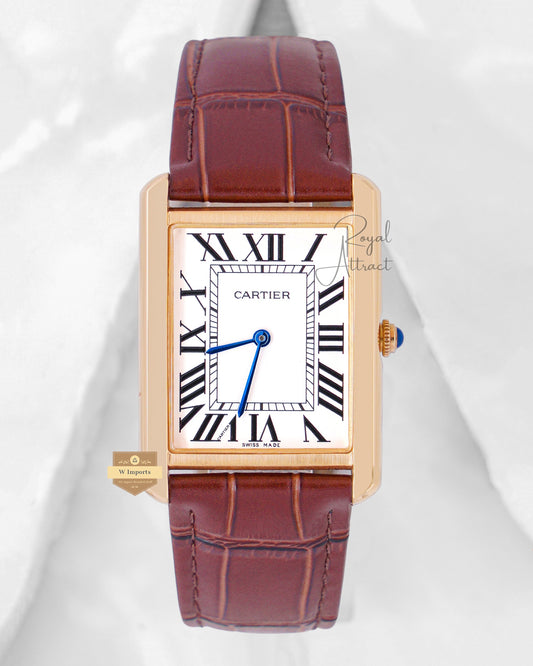 Latest Collection Yellow Gold Case With White Dial & Brown Leather Strap Watch