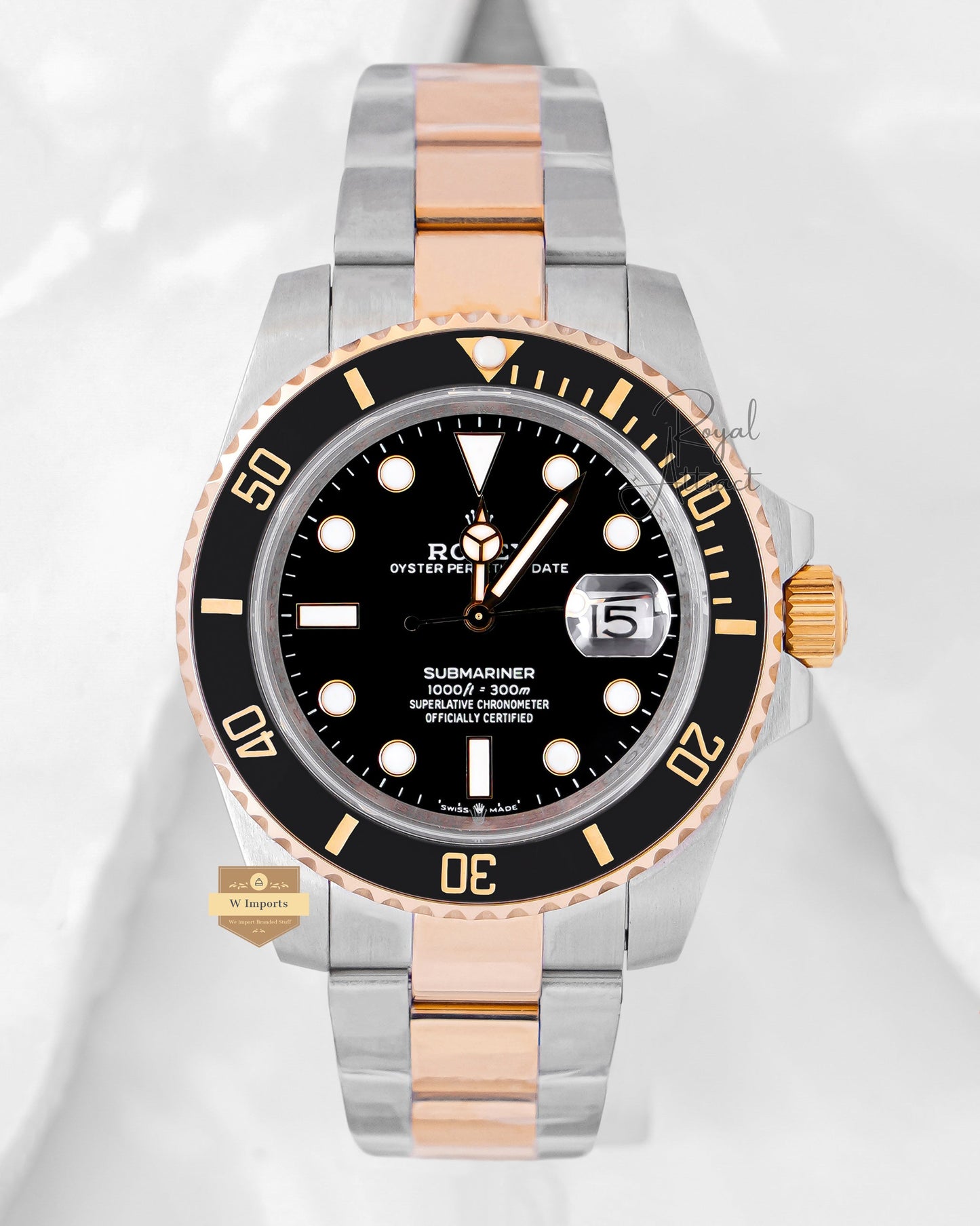Latest Collection Two Tone Yellow Gold Black Dial And Bezel Chain Watch Bp Made