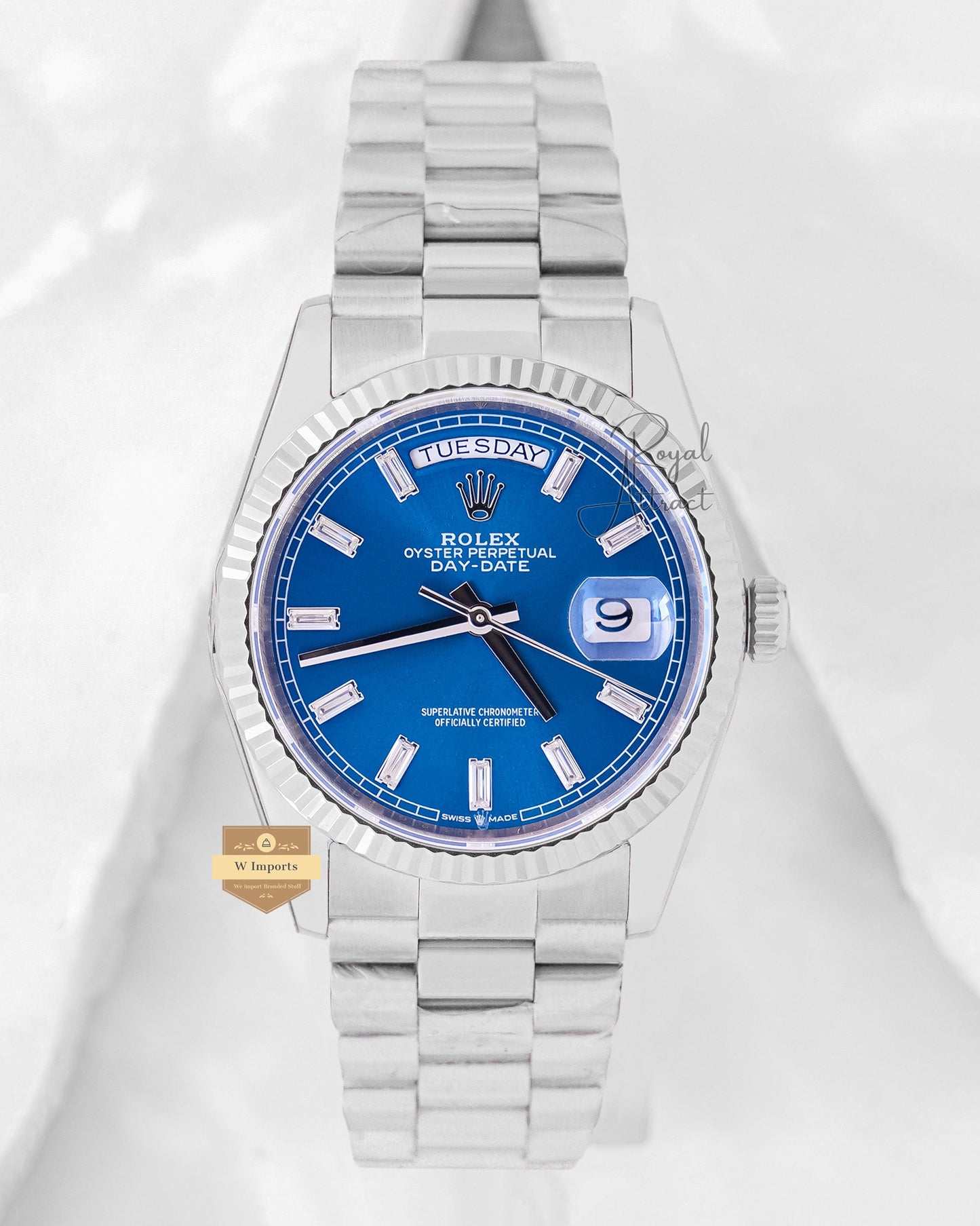 Latest Collection 36 Silver With Blue Dial Stone Index Automatic Watch Bp Made