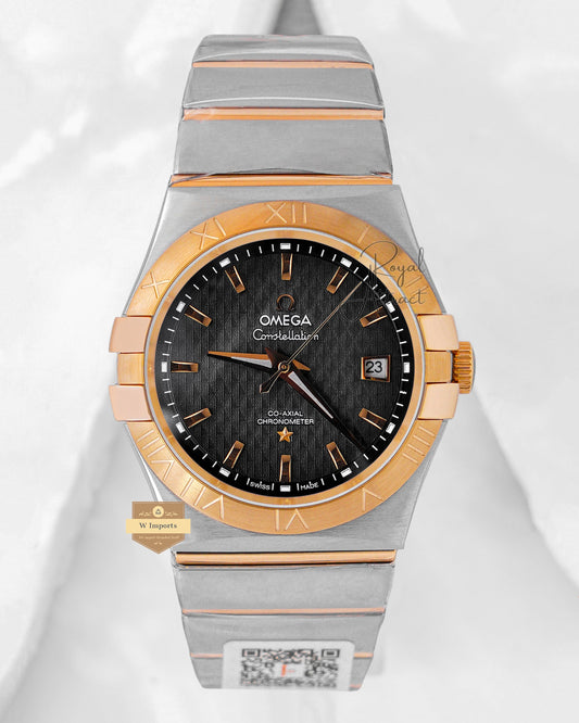 Latest Collection Two Tone Yellow Gold With Black Dial Chain Watch