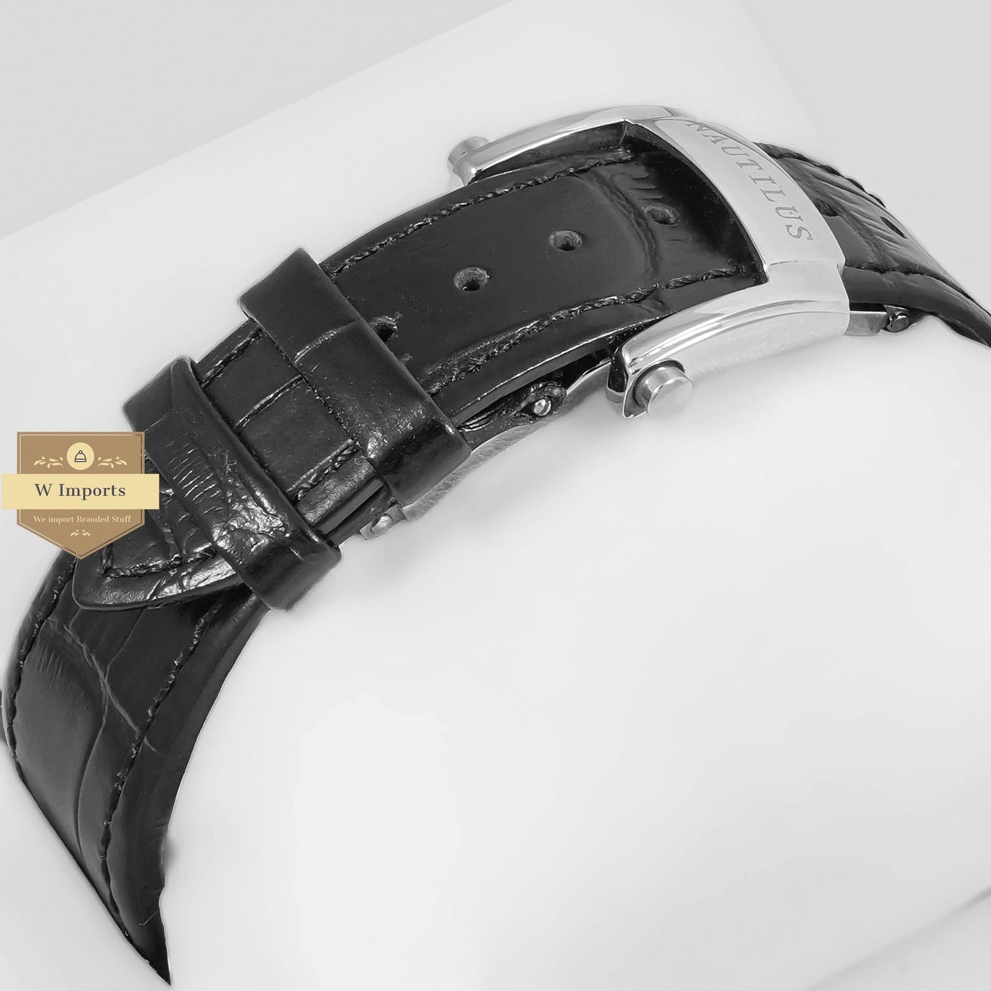LATEST COLLECTION ANNUAL CALENDER MOON PHASE SILVER CASE WITH GREEN DIAL & BLACK LEATHER STRAP