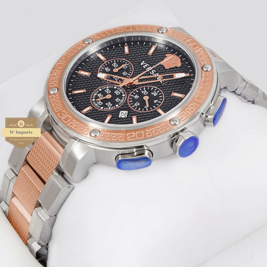 LATEST COLLECTION CHRONOGRAPH TWO TONE ROSE GOLD WITH BLACK DIAL