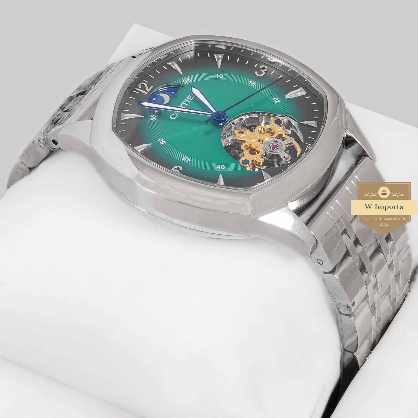 LATEST COLLECTION TOURBILLON SILVER WITH GREEN DIAL AUTOMATIC WATCH