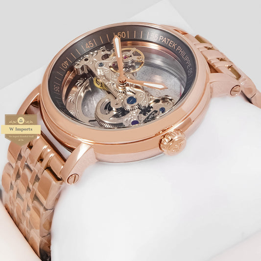 LATEST COLLECTION ROSE GOLD SKELETON TRANSPARENT DIAL AUTOMATIC WATCH