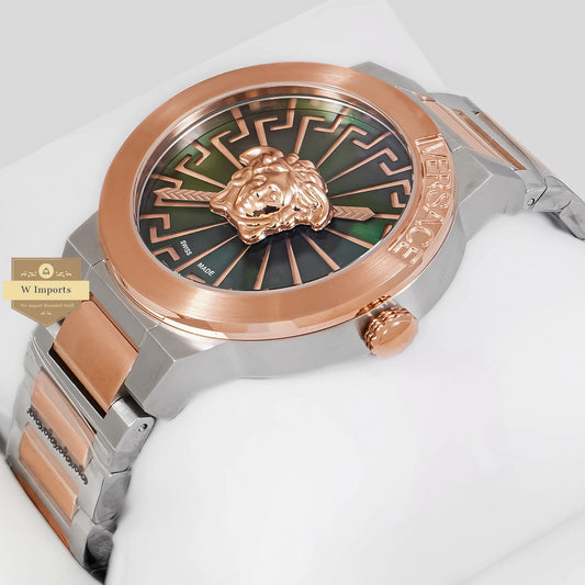 LATEST COLLECTION TWO TONE ROSE GOLD WITH GREEN DIAL CHAIN WATCH