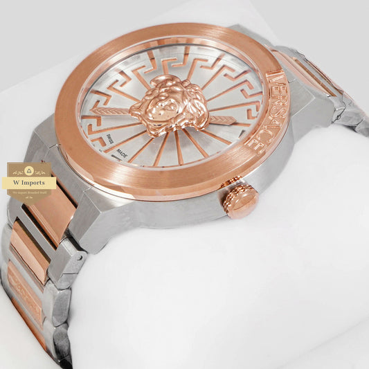 LATEST COLLECTION TWO TONE ROSE GOLD WITH SILVER DIAL CHAIN WATCH