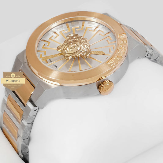 LATEST COLLECTION TWO TONE YELLOW GOLD WITH SILVER DIAL CHAIN WATCH