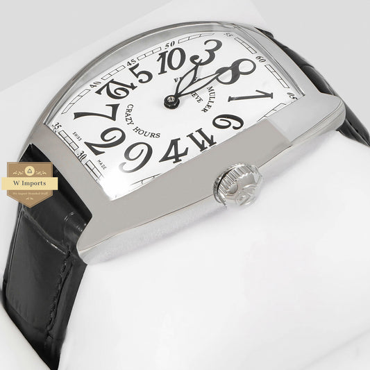 LATEST COLLECTION CRAZY SILVER CASE WITH WHITE DIAL AND LEATHER STRAP