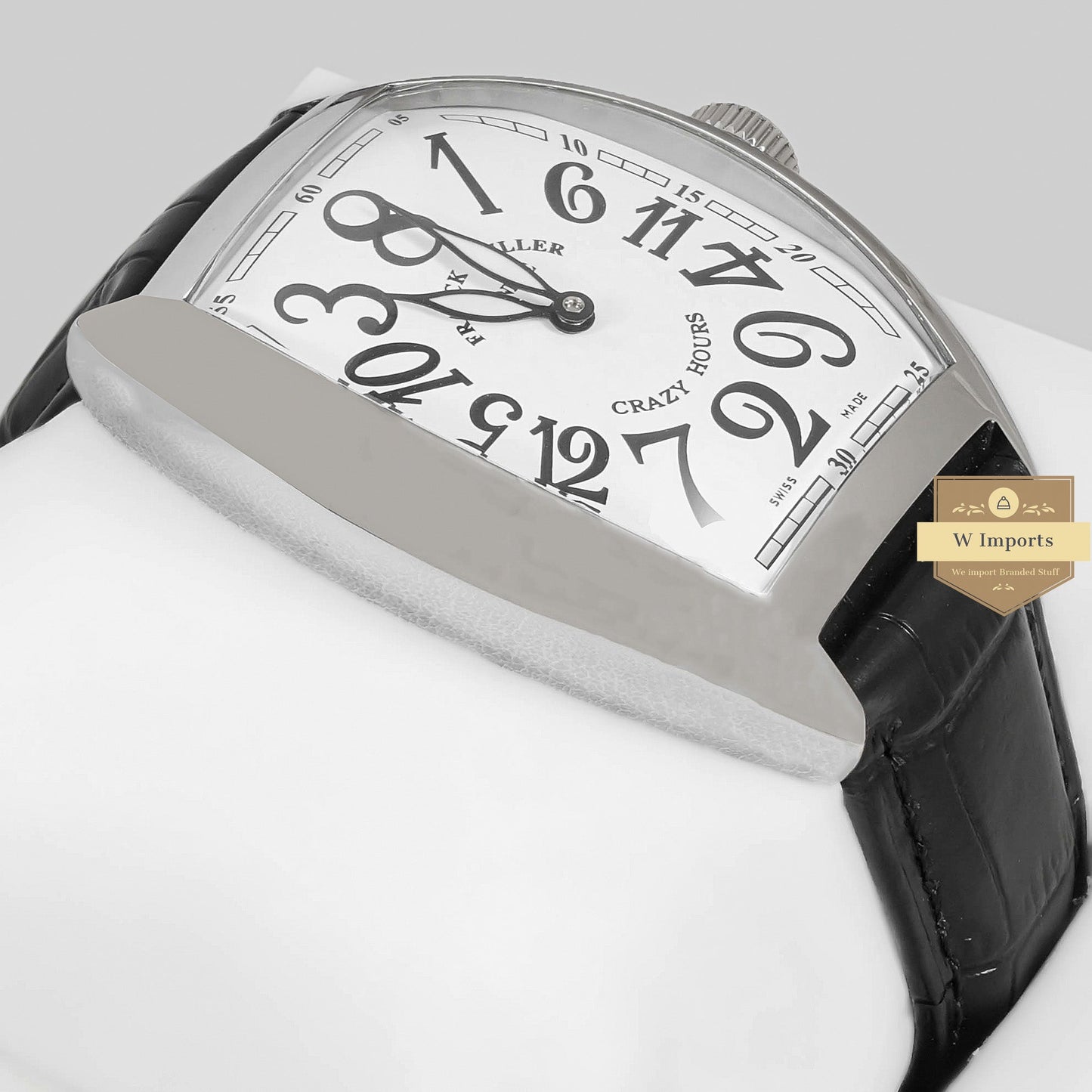 LATEST COLLECTION CRAZY SILVER CASE WITH WHITE DIAL AND LEATHER STRAP