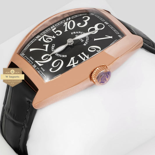 LATEST COLLECTION CRAZY ROSE GOLD CASE WITH BLACK DIAL AND LEATHER STRAP