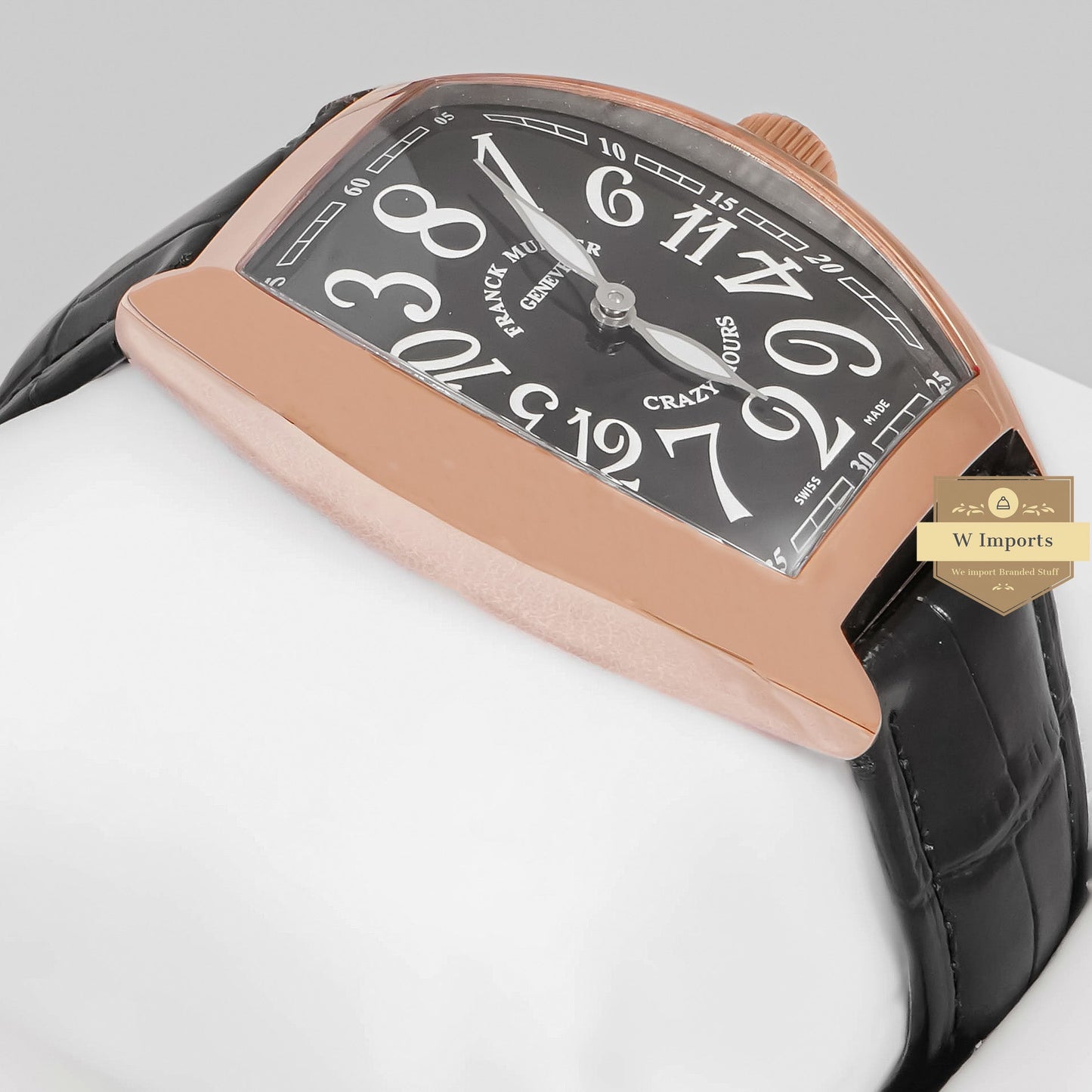 LATEST COLLECTION CRAZY ROSE GOLD CASE WITH BLACK DIAL AND LEATHER STRAP