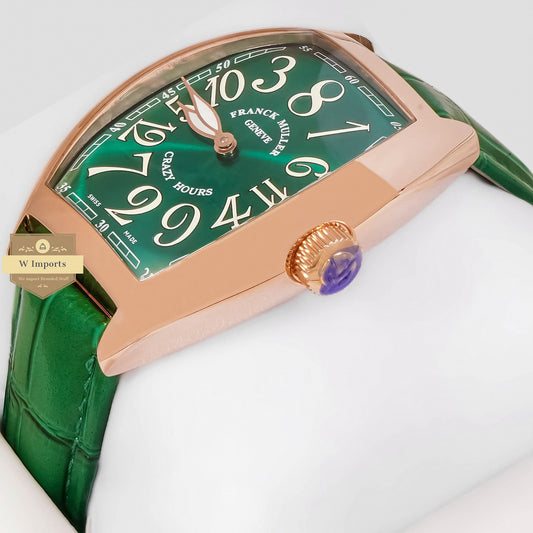LATEST COLLECTION CRAZY ROSE GOLD CASE WITH GREEN DIAL AND LEATHER STRAP