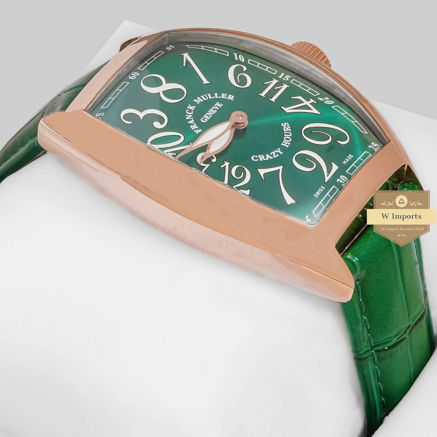 LATEST COLLECTION CRAZY ROSE GOLD CASE WITH GREEN DIAL AND LEATHER STRAP