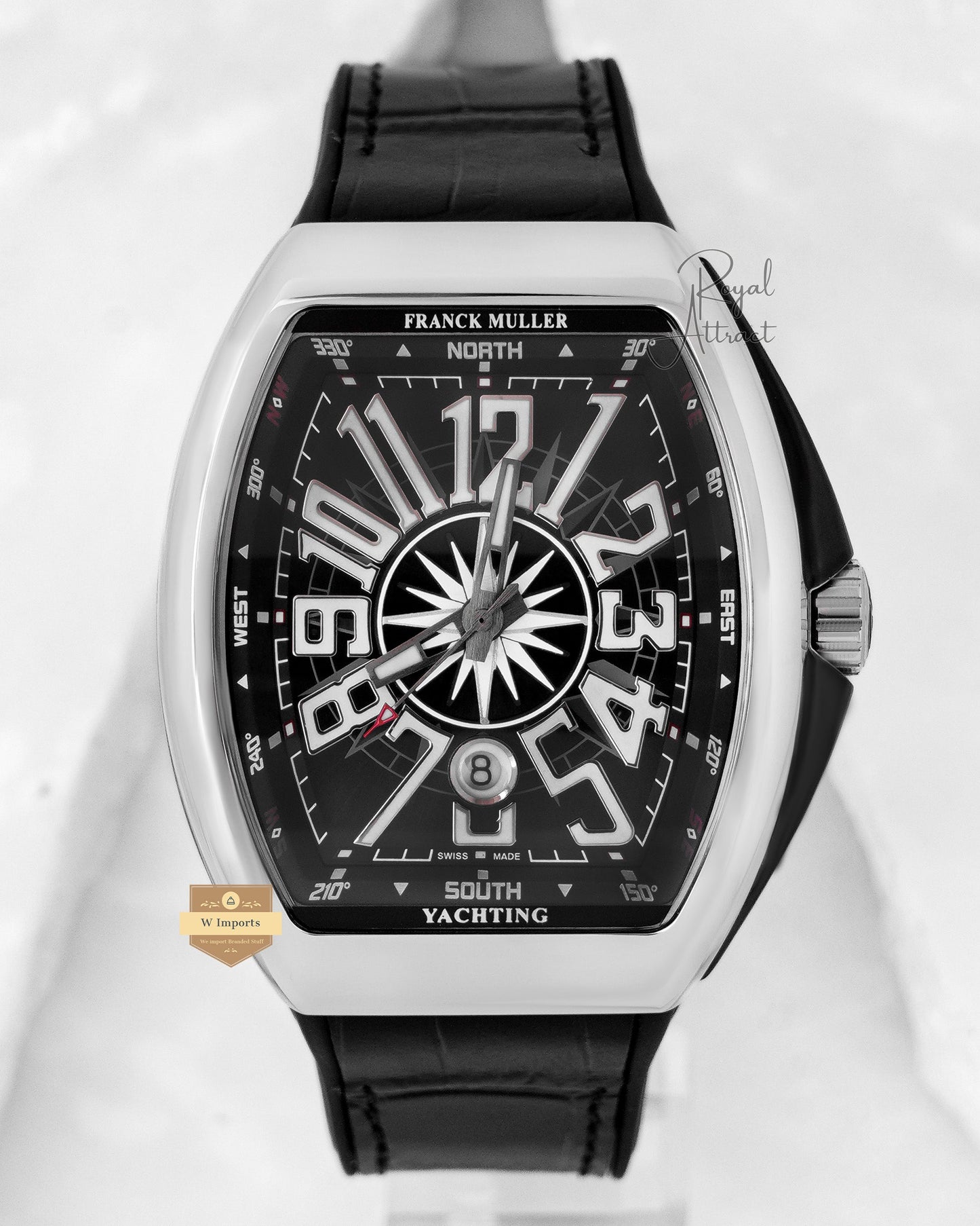 Latest Collection Silver Case With Black Dial & Leather Strap Automatic Watch