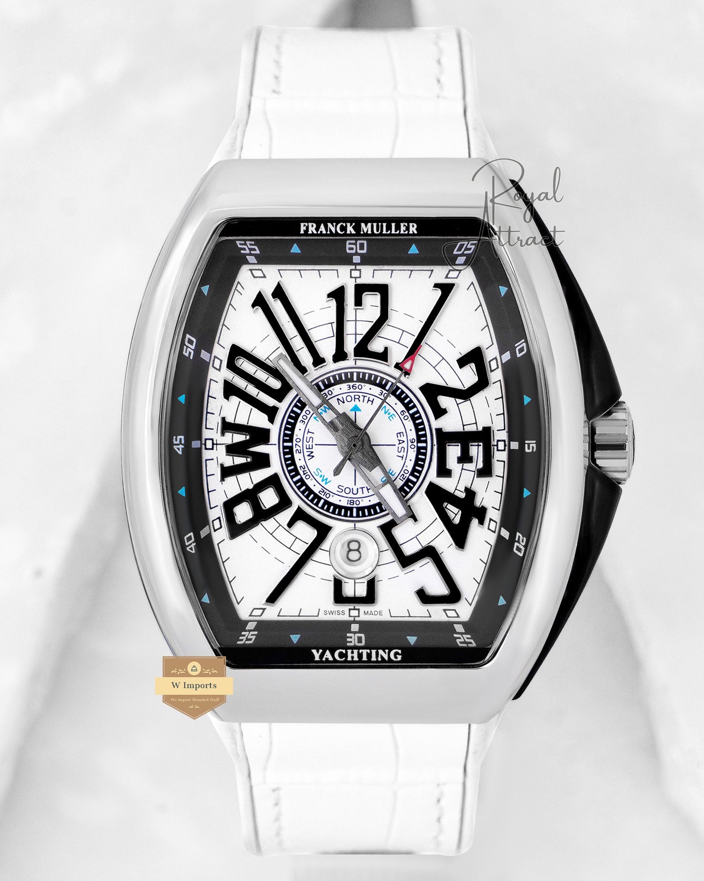 Latest Collection Silver Case With White Dial & Leather Strap Automatic Watch