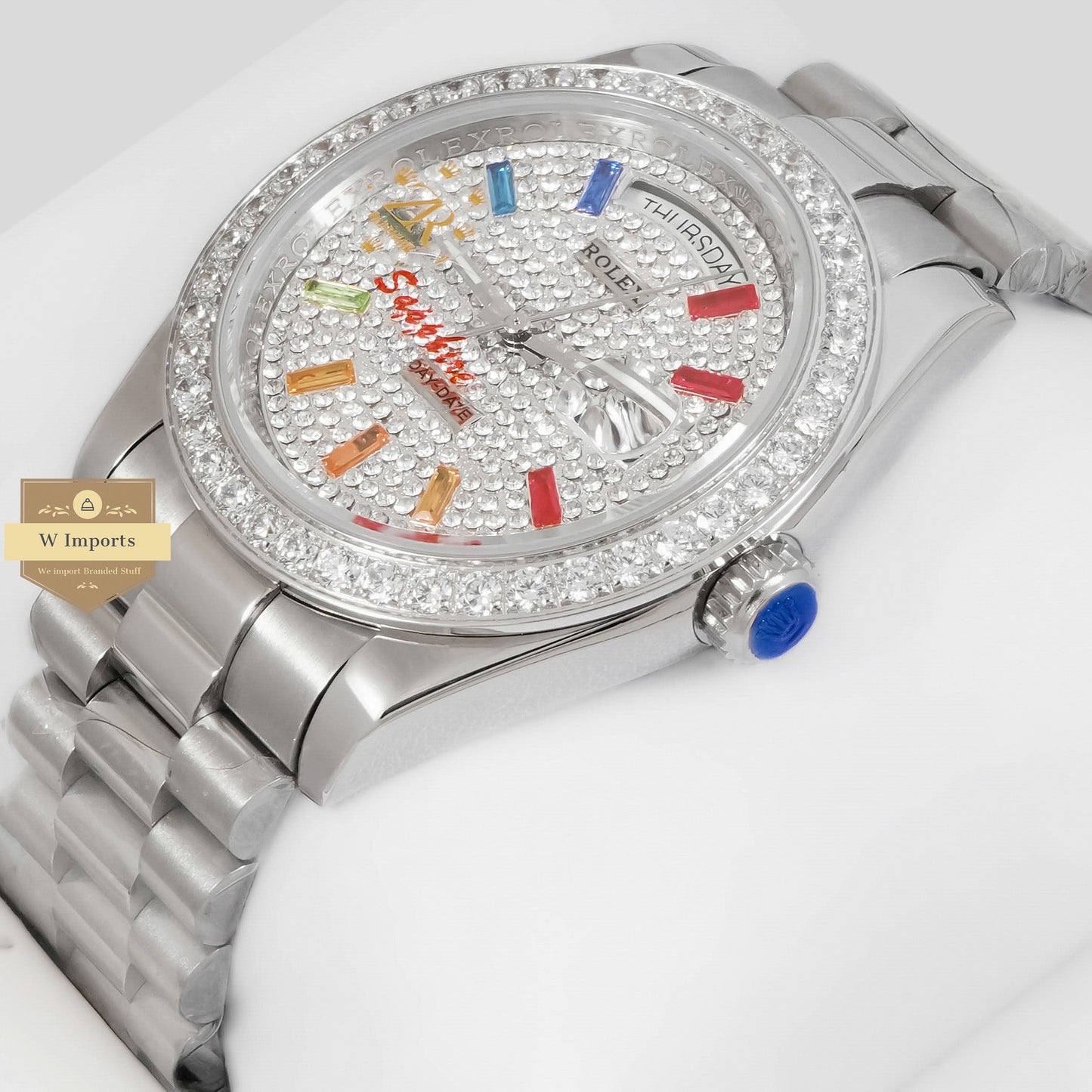 LATEST COLLECTION 40 SILVER WITH STONE DIAL & BEZEL AUTOMATIC WATCH ZR FACTORY