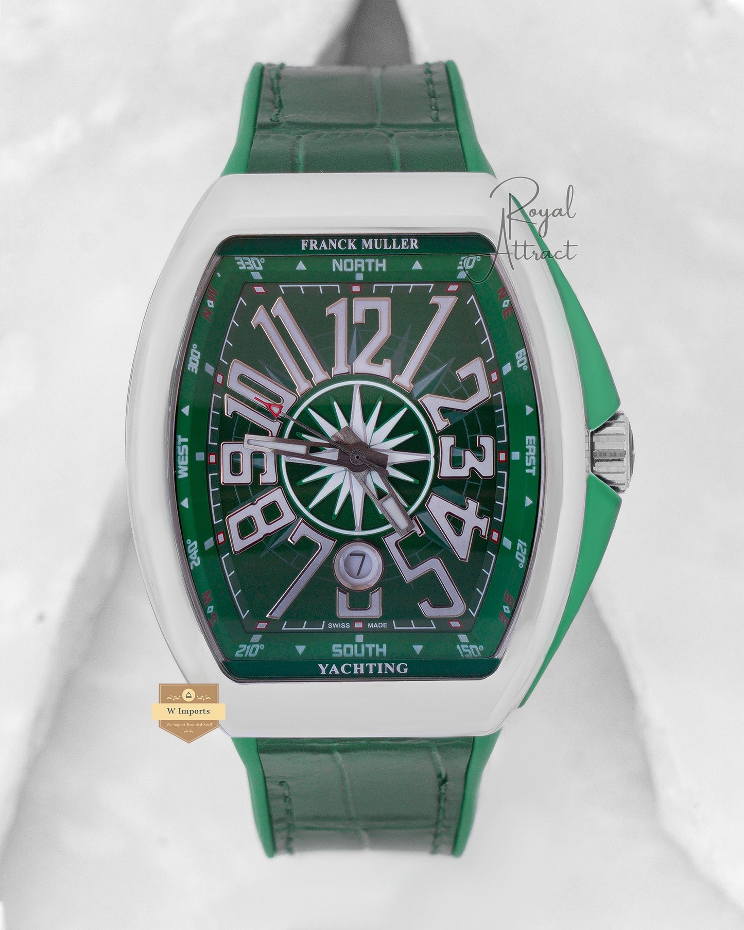 LATEST COLLECTION SILVER CASE WITH GREEN DIAL & LEATHER STRAP AUTOMATIC WATCH