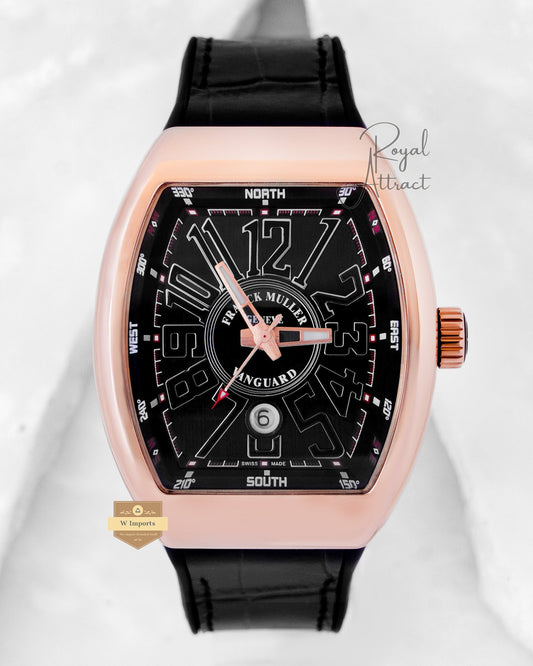Latest Collection Rose Gold Case With Black Dial & Leather Strap Automatic Watch For Men