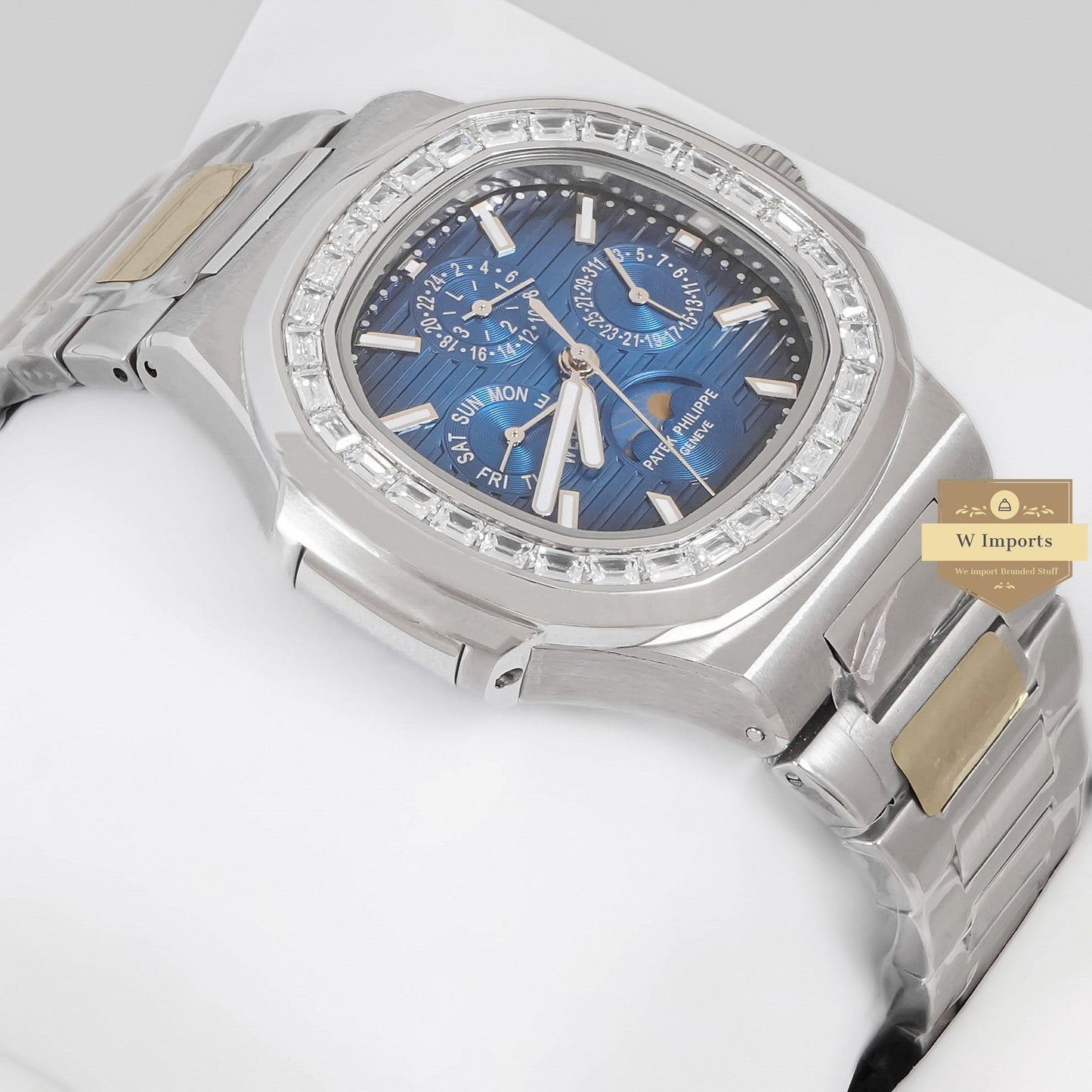LATEST COLLECTION CHRONOGRAPH MOON PHASE SILVER WITH BLUE DIAL AUTOMATIC WATCH