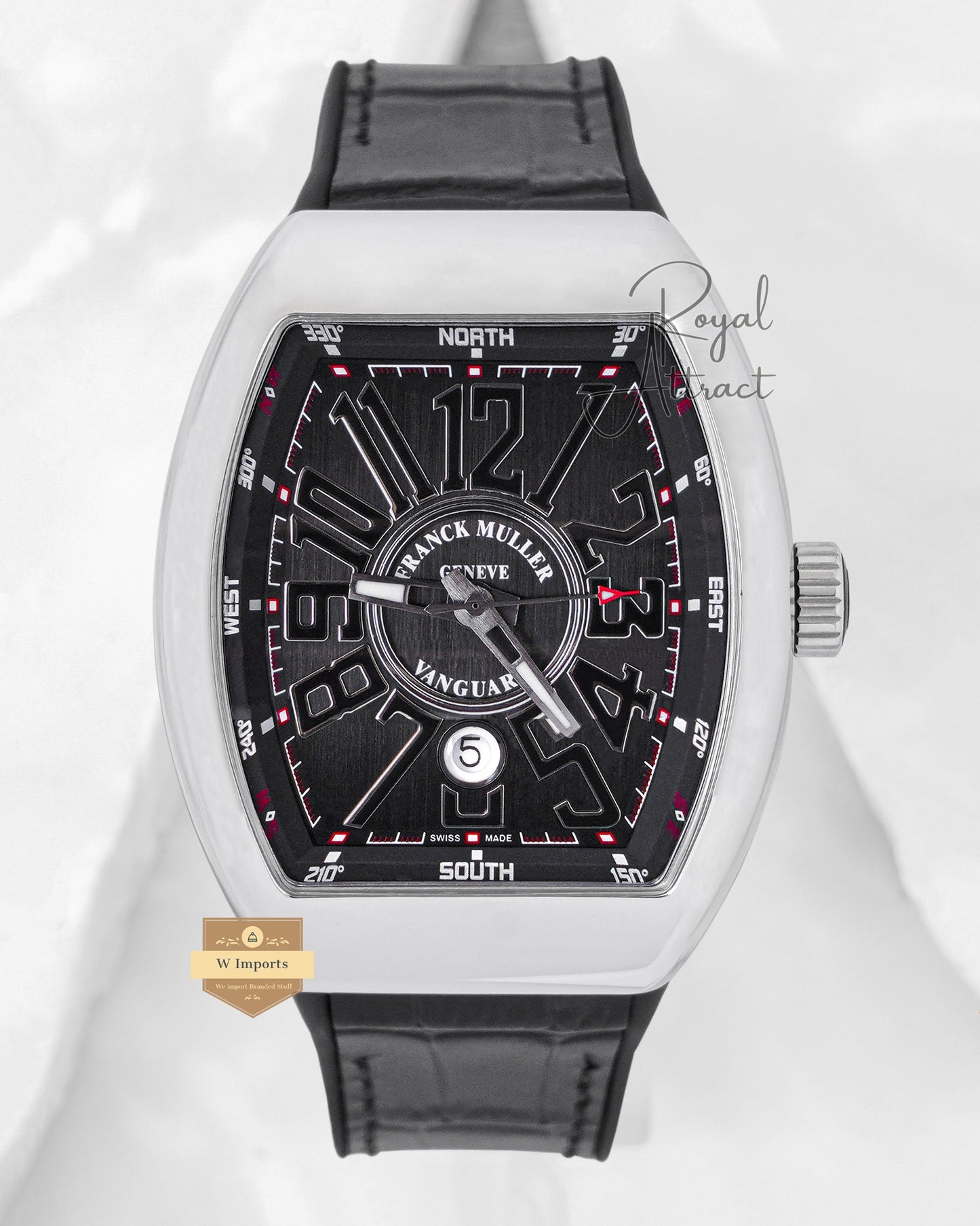 Latest Collection Silver Case With Black Dial & Leather Strap Automatic Watch