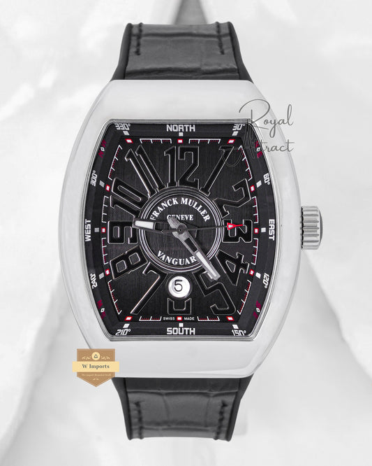 Latest Collection Silver Case With Black Dial & Leather Strap Automatic Watch