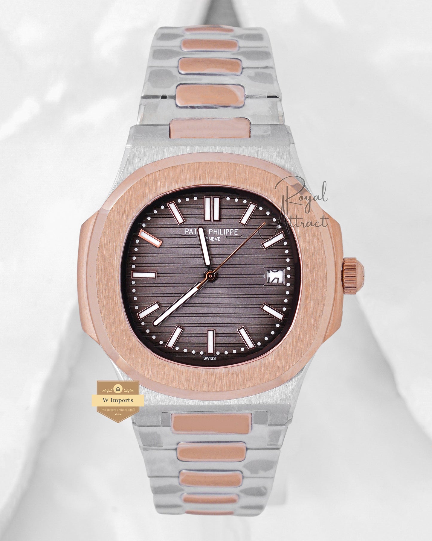 Latest Collection Two Tone Rose Gold With Gray Dial Automatic Watch