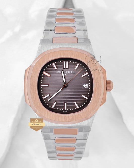 Latest Collection Two Tone Rose Gold With Gray Dial Automatic Watch