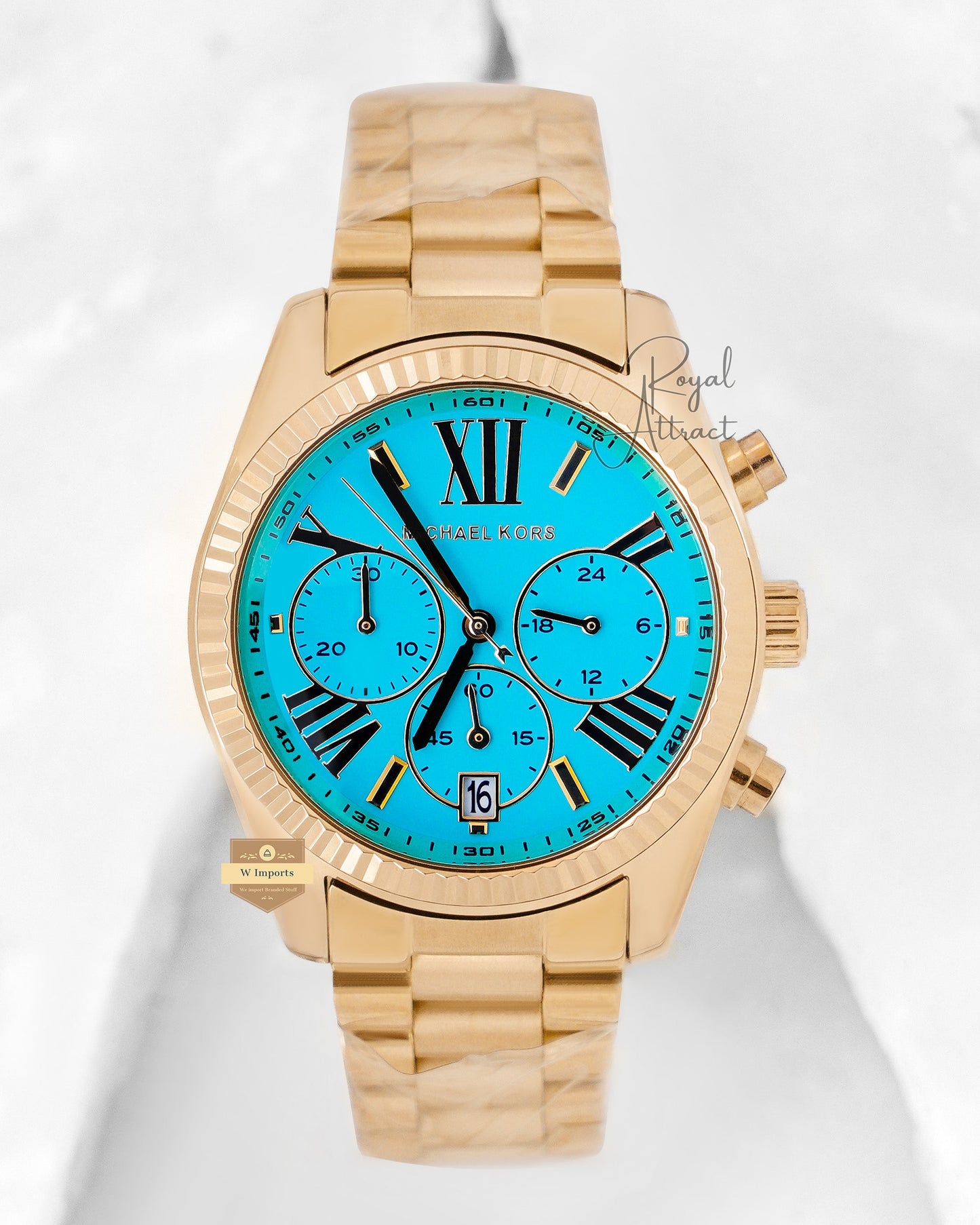 Latest Collection Chronograph Yellow Gold With Tiffany Dial Ladies Chain Watch