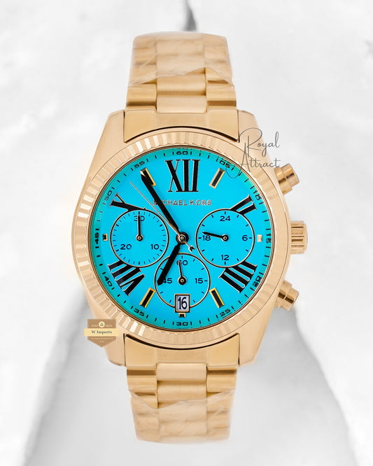 Latest Collection Chronograph Yellow Gold With Tiffany Dial Ladies Chain Watch