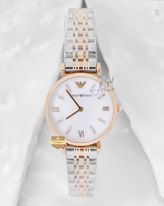 Latest Collection Two Tone Gold With Mother Of Pearl Dial Chain Ladies Watch