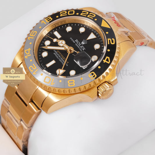 LATEST COLLECTION GMT 40 YELLOW GOLD WITH BLACK DIAL & BEZEL ZR FACTORY