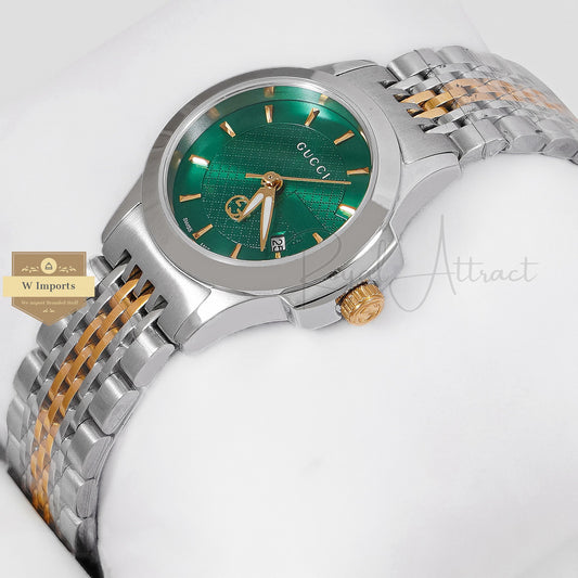 LATEST COLLECTION TWO TONE GOLD WITH GREEN DIAL LADIES WATCH